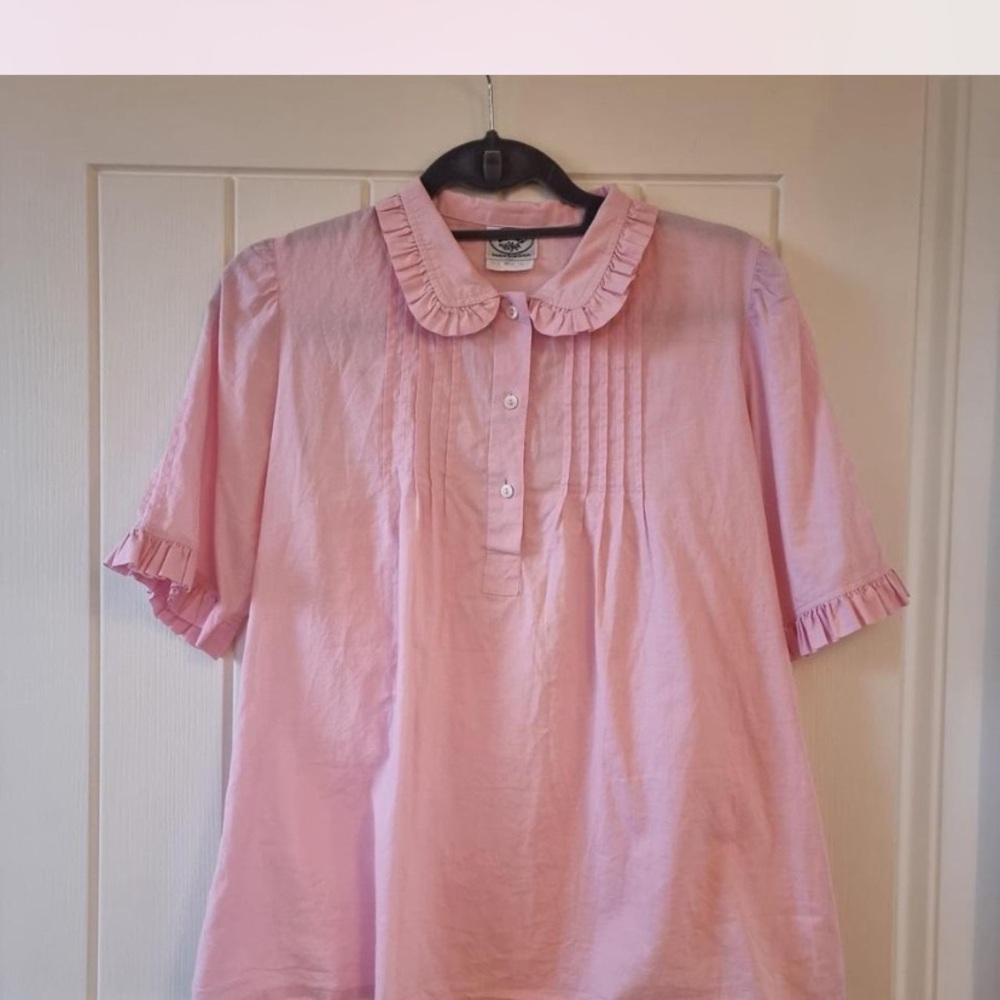 Vintage Laura Ashley Pink Ruffle Collar Blouse